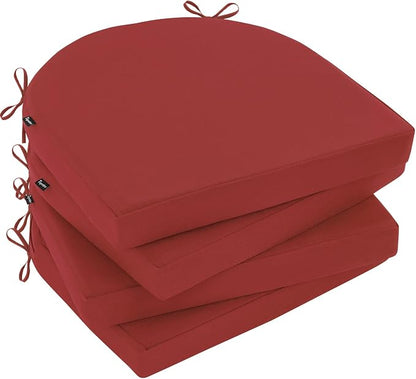 Topotdor Outdoor Chair Cushions Set of 4, 17"x16"x2" Waterproof Patio Chair Cushions for Outdoor Furniture, Round Corner Outdoor Seat Cushions Color Fastness Chair Pads with Ties, Bright Red