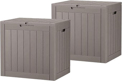 32 Gallon Outdoor Storage Box, Resin Deck Boxes Outdoor Waterproof For Patio Furniture, Garden Tools, Pool Supplies, Lockable And UV Resistant (a Set of 2,Striped Gray)