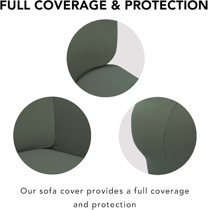 PureFit Oversized Loveseat Covers Couch Covers for Sofa Grayish Green