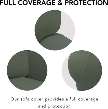 PureFit Oversized Loveseat Covers Couch Covers for Sofa Grayish Green