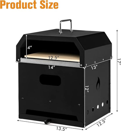 Giantex 4-in-1 Outdoor Pizza Oven Wood Fired, 2-Layer Pizza Maker Grill with Stone, Peel, Waterproof Cover, Cooking Grids, Detachable Grill Oven & Fire Pit for Outside Backyard BBQ