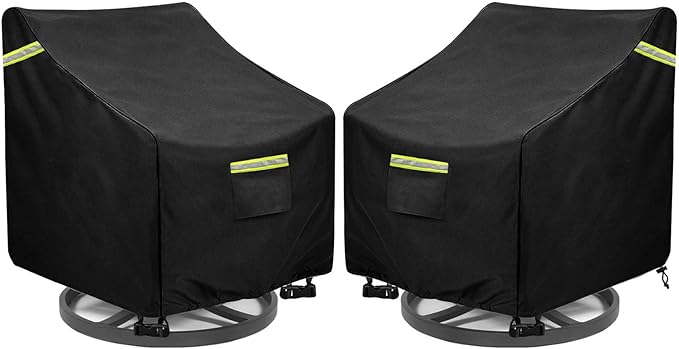 Outdoor Swivel Lounge Chair Cover 2 Pack,(32W x 35D x 36H inches ) 100% Waterproof Heavy Duty Outdoor Chair Covers， Patio Chair Covers Waterproof Patio Furniture Covers（Black）