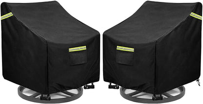 Outdoor Swivel Lounge Chair Cover 2 Pack,(32W x 35D x 36H inches ) 100% Waterproof Heavy Duty Outdoor Chair Covers， Patio Chair Covers Waterproof Patio Furniture Covers（Black）