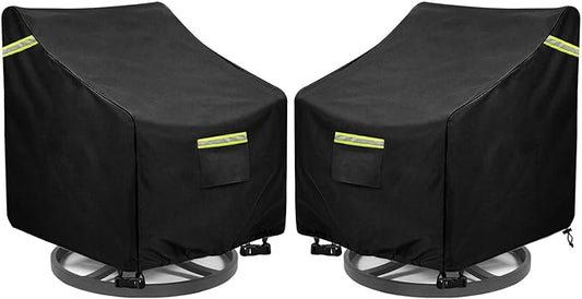 Outdoor Swivel Lounge Chair Cover 2 Pack,(32W x 35D x 36H inches ) 100% Waterproof Heavy Duty Outdoor Chair Covers， Patio Chair Covers Waterproof Patio Furniture Covers（Black）