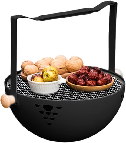 Charcoal Grill - Foldable Portable Barbeque Stove | BBQ Grill with Anti-Scalding Handle | for Outdoor Garden Table Travel Picnic Pan-Fried Meat Tea Brewing Hot Pot Cooking