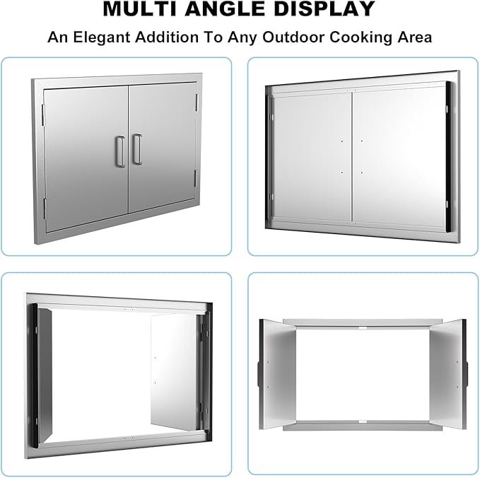 BBQ Access Door 28" W x 19" H-304 Stainless Steel Never Rust-Double Layer-Outdoor Kitchen Doors-Outside Cabinet Door-Weatherproof Grill Doors-Flush Mount BBQ IslandDoor-MetalDoor for Outdoor Kitchen