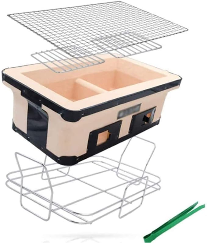 qiuqiu Barbecue Grill Japanese Style BBQ Grill Ceramic Smokeless Indoor Charcoal BBQ Grill Commercial Barbecue Pot Charcoal Stove