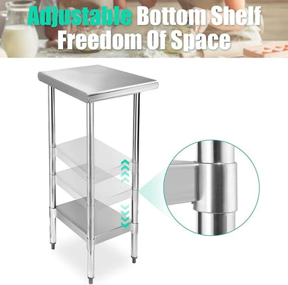 STABLEINK Stainless Steel Small Table with Undershelf 12x24 Inches for Prep | NSF Certified Heavy Duty Metal Work Table Workbench for Commercial Kitchen Restaurant Hotel Laundry Garage Chef Homemaker