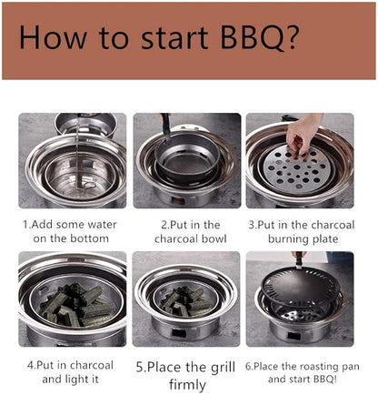 Primst Multifunctional Charcoal Barbecue Grill, Household Korean BBQ Grill, Portable Camping Grill Stove, Tabletop Smoker Grill