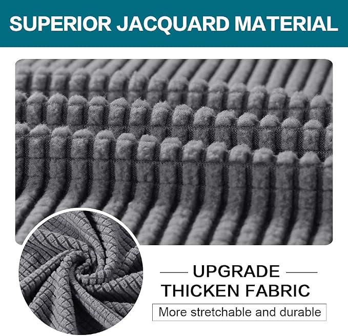 Turquoize 4 Piece Sofa Covers for 3 Cushion Couch Sofa Slipcover Soft Couch Cover for Dogs-Washable Sofa Furniture Covers with 3 Individual Large Cushion Covers, Feature Thick Fabric (XL Sofa, Gray)