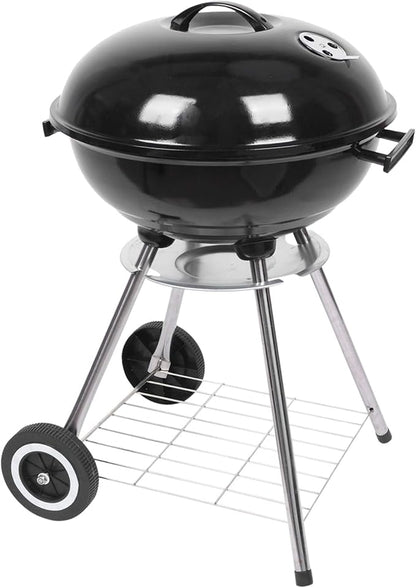18 Inch Charcoal Grills with Wheels, Kettle Grill for Outdoor Cooking Barbecue Camping BBQ, Charcoal BBQ Grill with Shelf and Ash Catcher for Backyard, Patio, Picnic, Deck