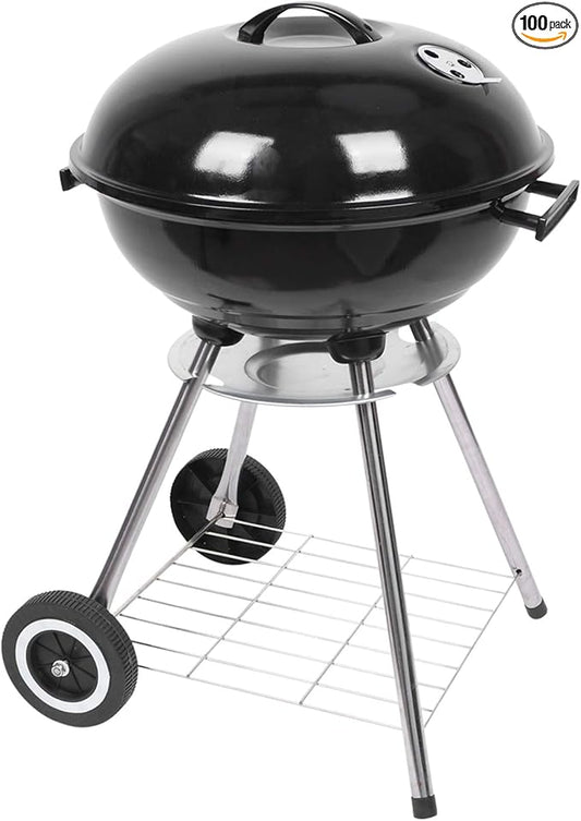 Portable 18inch Charcoal Grill for Outdoor,Charcoal Stove Enamel Barbecue Grill and Smoker Heat Control Round BBQ Kettle for Picnic Patio Backyard Garden Camping Hiking Cooking Travel,Black