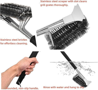 Grill Brush and Scraper,Stainless Steel Food-Grade Brush Head,Outdoor Grill Cleaning Brush Safe BBQ Grill Accessories Cleaner forGas/Charcoal Grilling Grates, Wizard Tool (3.1inch)
