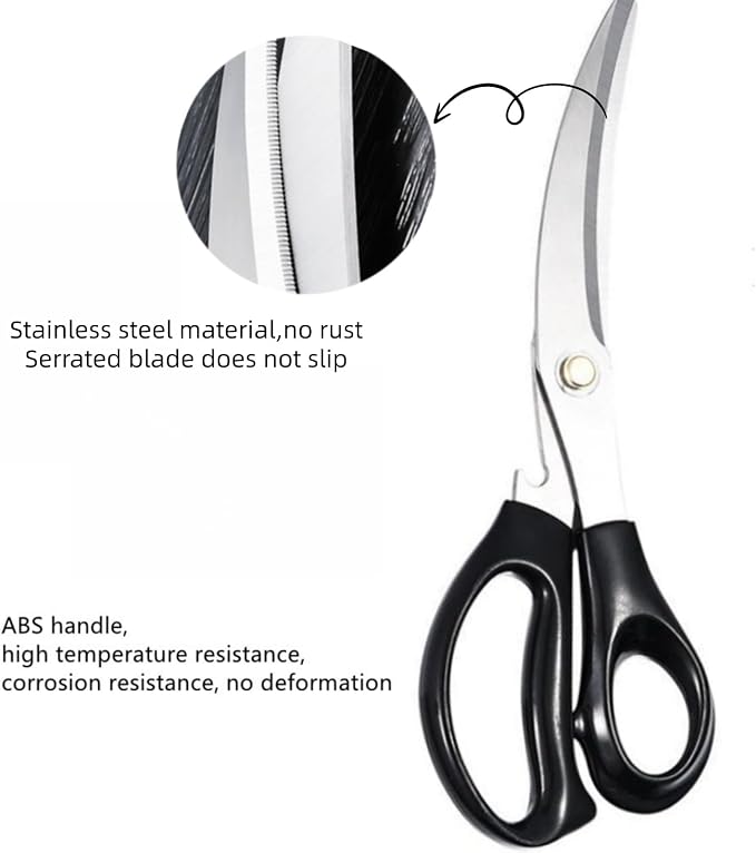 Korean Barbecue Scissors And Tongs Set, Bbq Scissors Bbq Tongs, Stainless Steel Ergonomic Sharp Shears And Clips For Kitchen, Cooking Clips,Pizza Shears For Easy Use (Black)