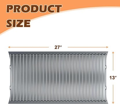 27 Inch Ash Pan Replacement Parts for Char Griller 1224, 1324, 2121, 2222, 2727 and Charbroil Grills, Charcoal Tray with 2pcs Fire Grate Hanger Set