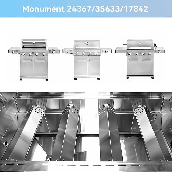 Grill Replacement Parts for Monument 4-Burner 24367,35633,17842, 24633,41847NG Gas Grill, Burner Tube, Heat Plate Tent, Igniter for Kitchen aid 720-0954, Monument 6 Burner 77352 77352MB 77352-MB