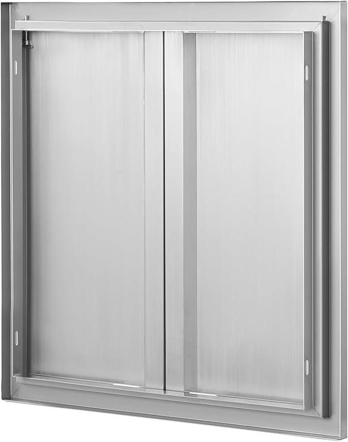 VEVOR BBQ Access Door, 24W x 24H Inch Double Outdoor Kitchen Door, Stainless Steel Flush Mount Door, Wall Vertical Door with Recessed Handles, for BBQ Island, Grilling Station, Outside Cabinet