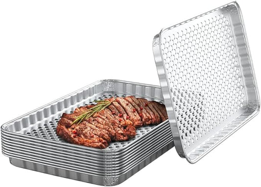 10 PCS Disposable Grill Pans for Outdoor Grill BBQ Broiler Pans Trays Grill Drip Pan Tray Liner, Prevents Food from Falling into The Grill or Sticking to The Grate -16.5 x 11.5,Heavy-Duty