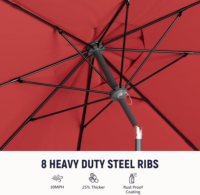Outdoor Patio Umbrella, 8 Ribs Market Table Umbrella
