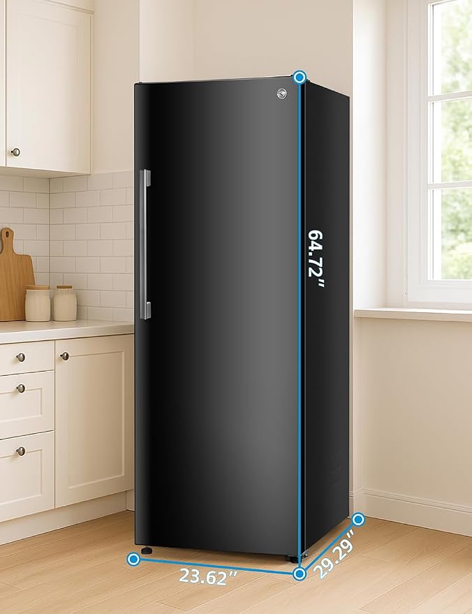 Commercial Cool 11.1 Cu. Ft. Convertible Freezer Refrigerator, Upright Fridge with Glass Shelves, Reversible Door, ENERGY STAR rated, Auto Defrost, CCUC1110GB, Black | Upright Fridge with Glass Shelves, Reversible Door, ENERGY STAR rated, Auto Defrost,...