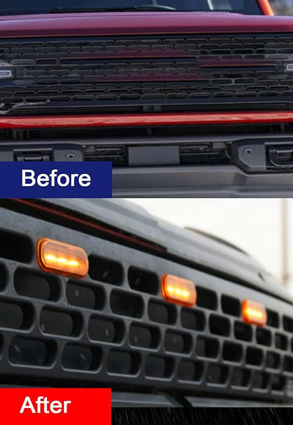 ERIDANUS Auto Accessories Fit for Ford Bronco 2021 2022 2023 2024 (Not Fit for Bronco Sport) LED Front Grille Lights Lamps Yellow Lens (Yellow) ABS+LED 3 PCS