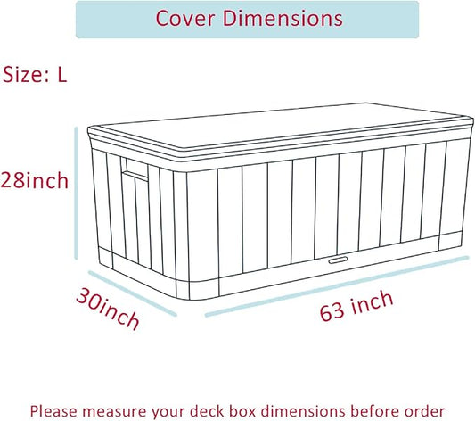 Deck Box Cover, Waterproof 600D Oxford, 63 x 30 x 28 in | Heavy-Duty 600D Fabric, Waterproof Protection, UV Resistant, Outdoor Storage Cover, Waterproof Outdoor Furniture Covers