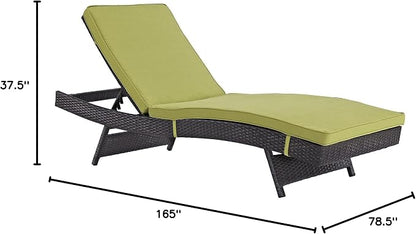 Modway Convene Wicker Rattan Outdoor Patio Chaise Lounge Chairs in Espresso Peridot - Set of 6