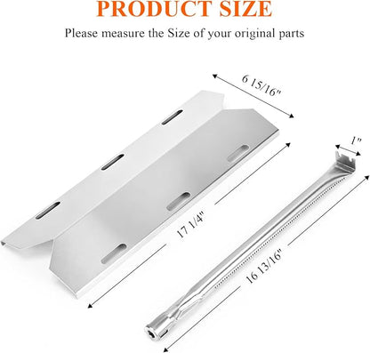 Hisencn Grill Replacement Parts for Charmglow 720-0230 | Stainless Steel Grill Burner, Heat Plates, Tent Shield for Charmglow 720-0036-HD-05 Gas Grill, Nexgrill 720-0016, 720-0036