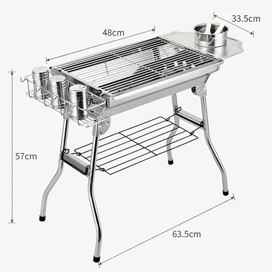 Portable BBQ Grill,Stainless Steel Barbecue Grill,Folding Charcoal BBQ,5-10 Persons Family,for Outdoor Garden Cooking,Picnics,Camping.