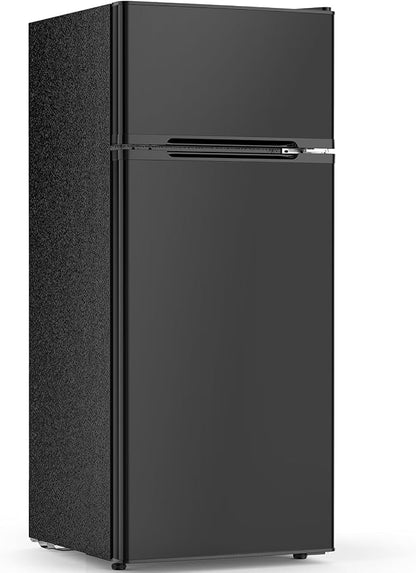 4.5 Cu.Ft Mini Fridge with Freezer, 2 Door Compact Refrigerator, Small Fridge with Adjustable Thermostat Energy Ultra Quiet, Mini Fridge Removable Glass Shelves for Bedroom Office Dorm-Satin Black