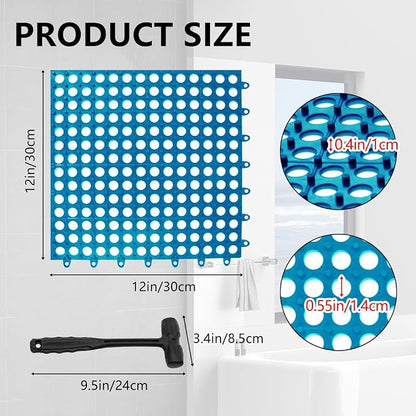 30 Pack Garage Floor Tiles, 12x12 Inch Interlocking Drainage Tiles | Non-Slip Deck Tile for Bathroom, Pool Deck, Gym, Garage, Kitchen & Wet Areas, Easy Splicing Anti-Fatigue Mat (Blue)