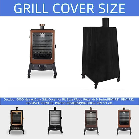 Vertical Smoker Cover for Pit Boss 4/5/7 Series Smokers, PBV4PS1, PBV5PW1, PBV4PS2, PBV5P1, Pro Series 4/5/7 Vertical Pellet Smokers,Outdoor Waterproof BBQ Grill Cover for Pitboss 73550