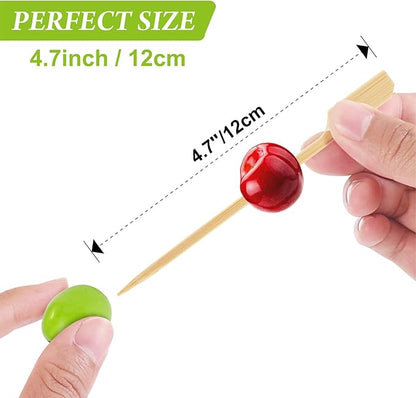 300PCS Cocktail Picks Bamboo Skewers for Appetizers, FATLODA Paddle Wooden Skewers, Fancy Flat Toothpicks for Appetizers, 4.7 IN Bamboo Sticks for Party Sandwich Fruit Charcuterie Boards Accessories