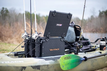 YakAttack BlackPak Pro 13" x 16" Kayak Fishing Crate with 4 Rod Holders - Black | Tackle Storage Box & Gear Organizer for Kayaks | Lightweight, Durable & Customizable Marine Accessory | Made in USA