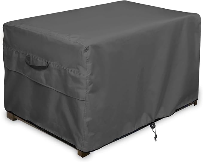 ULTCOVER Patio Deck Box Storage Bench Cover - Waterproof Outdoor Rectangular Fire Pit Table Cover 54 x 28 inch, Black