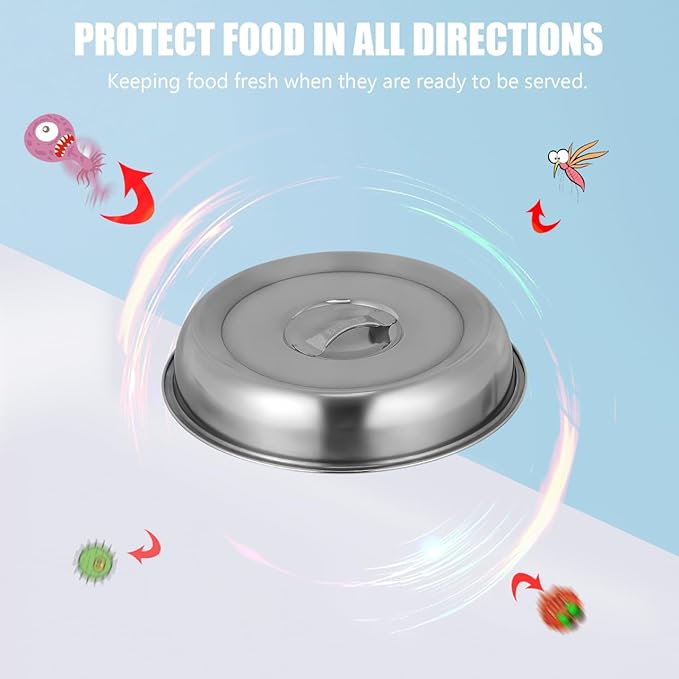 2Pcs Cheese Melting Dome Round Stainless Steel Basting Cover Wok Lids Griddle Grill Accessories for Kitchen Cooking Flat Top BBQ Indoor Outdoor Dishwasher Safe Heavy Duty