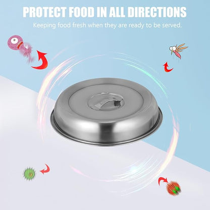 2Pcs Cheese Melting Dome Round Stainless Steel Basting Cover Wok Lids Griddle Grill Accessories for Kitchen Cooking Flat Top BBQ Indoor Outdoor Dishwasher Safe Heavy Duty