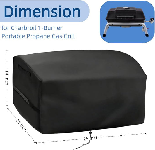 Mini Tabletop Gas Grill Cover for Charbroil 1-Burner Portable Grill Outdoor | 25x25x14,Waterproof Dustproof Heavy Duty Oxford Fabric,for Char-Broil 1-Burner Portable Propane Gas Grill 17402049