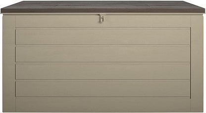 Cosco Outdoor Living 180 Gallon Patio Storage Box, Extra Large, Lockable Lid, Weather-Resistant, Tan/Brown