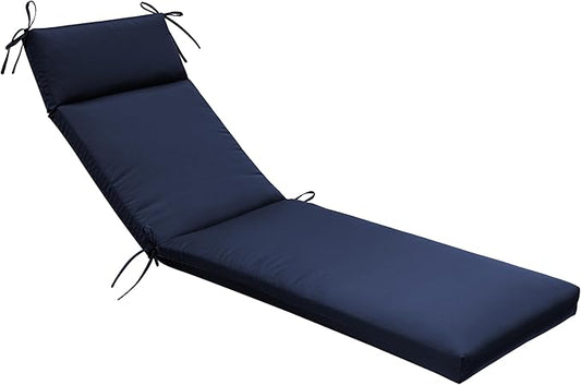 QILLOWAY Outdoor Chaise Lounge Cushion,All Weather High-Density Foam Recliner Chairs Replacement Cushions,Navy Blue.