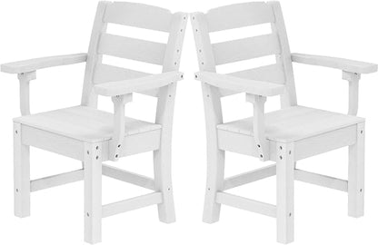 YITAHOME Wood-Grain Textured Resin Chairs Set of 2, Sturdy Patio Chair w/Max Bearing 330 LBS, All-Weather Outdoor Patio Chairs for Terrace, Garden, Backyard, Poolside, White