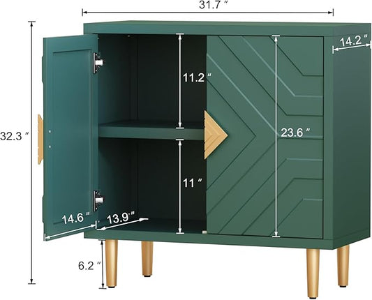 HLR Sideboard Storage Cabinet with 2 Doors, Accent Cabinet with Decorative Embossed Pattern Doors, Sideboard Buffet for Living Room, Kitchen, Dining Room, Hallway