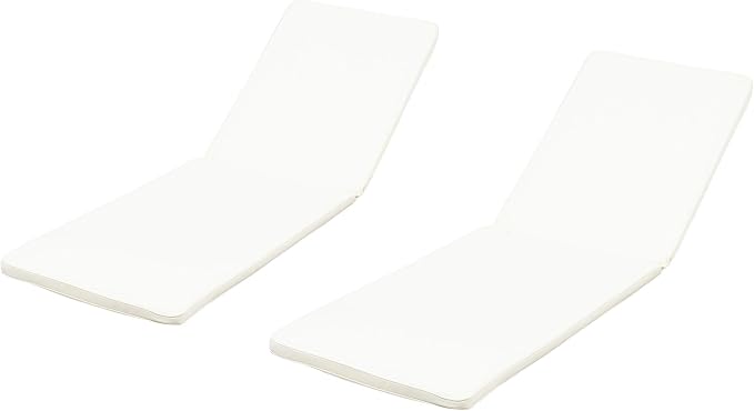 Christopher Knight Home 309784C Shane Chaise Lounge Cushion Outdoor Set of 2 with Removable Cover, 2 Piece Water-Resistant Lounge Chair Cushion 78.75" L x 23.75" W x 1.5" H Cream