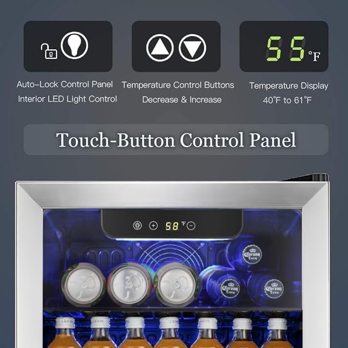 Antarctic Star Beverage Refrigerator Cooler -120 Can Glass Door Mini Fridge, for Soda Cola Beer or Wine Cooler Small Drink Dispenser Clear Front Door for Home, Bar 3.2cu.ft