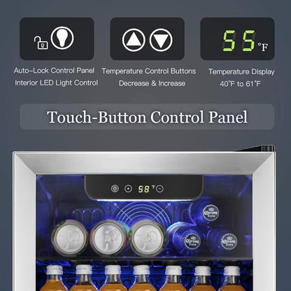 Antarctic Star Beverage Refrigerator Cooler -120 Can Glass Door Mini Fridge, for Soda Cola Beer or Wine Cooler Small Drink Dispenser Clear Front Door for Home, Bar 3.2cu.ft