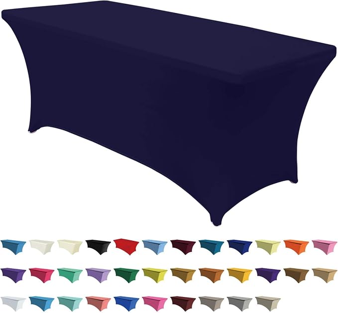 ABCCANOPY 6FT Spandex Table Cover, Stretch Fitted Tablecloth, Navy Blue | Rectangular Tight, Fitted, Washable and Wrinkle Resistant Table Protector for Wedding, Banquet,Birthday, Party, Event