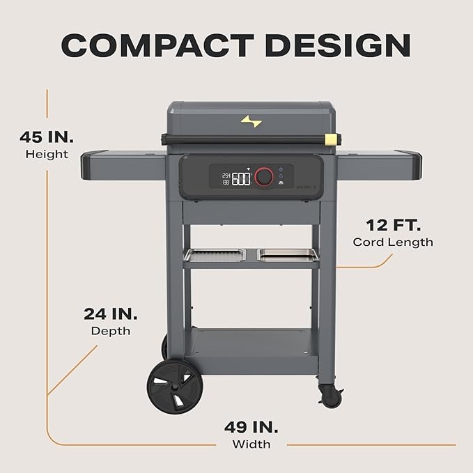 Current® Model G Griddle, Smart Electric Outdoor Flat Top BBQ Grill with 200°F to 600°F Range for Searing & Roasting, Digital Precision, Apartment-Friendly & Weather-Resistant, Onyx