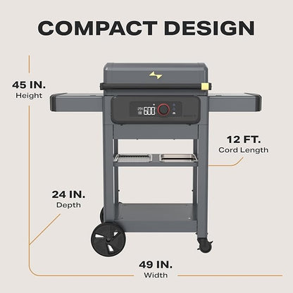 Current® Model G Griddle, Smart Electric Outdoor Flat Top BBQ Grill with 200°F to 600°F Range for Searing & Roasting, Digital Precision, Apartment-Friendly & Weather-Resistant, Onyx