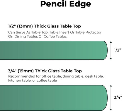 Tempered Glass Table Top 35 Inch Square Pencil Polished Edge Clear Surface 3/8 Inch Thick for Home Office or Outdoor Furniture by Fab Glass and Mirror