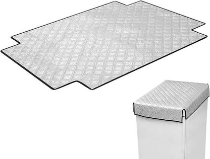 MAGICLULU Insulated Freezer Cover for Outdoor Chest Refrigerator, Aluminum Foil Thermal Blanket for Beverage Cooler, Waterproof Sun Protection Fridge Jacket, 50.3x39.3 Inches Silver Thermal Shield
